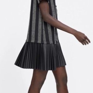 Zara texturized black faux leather minidress